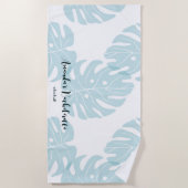 オーダーメイドのパーソナライズされたフィカスリーフのバチェロレッテパーティー ビーチタオル (正面)