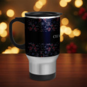 オーダーメイドのヒイラギの実と雪の結晶のクリスマス トラベルマグ