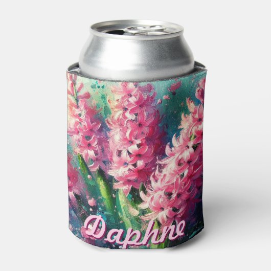 オーダーメイドのヒヤシンスの花 ピンクのヒヤシンス 缶クーラー (缶正面)