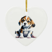 オーダーメイドのビグル子犬 セラミックオーナメント (正面)