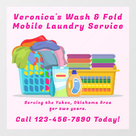 オーダーメイドのピックアップ・ドロップオフ・洗濯・折り畳み ランドリーサービス ウィンドウサイン