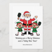 オーダーメイドのピックルボールクリスマスカード サンタと小人 シーズンカード (正面/裏面)