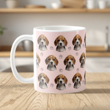 オーダーメイドのピンクの犬の写真パウ柄