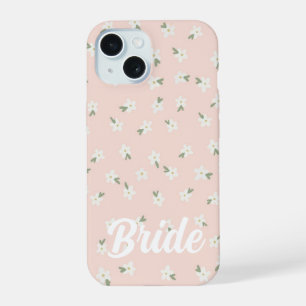 オーダーメイドのピンクの花柄ブライダル携帯ケース iPhone 15ケース