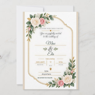 オーダーメイドのピンクゴールドのバラのアーチの結婚式  カード