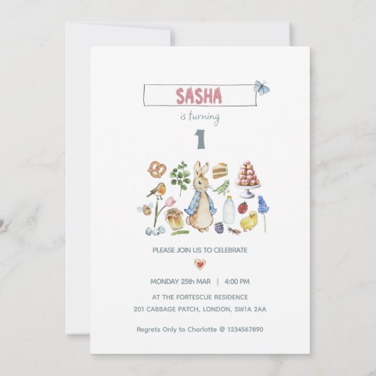 オーダーメイドのピーターうさぎ 招待状 (裏面)