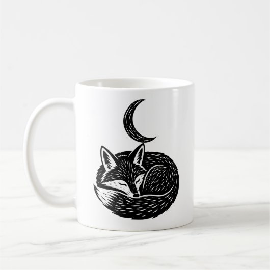 オーダーメイドのフォックス&ムーンマグ コーヒーマグカップ (左)