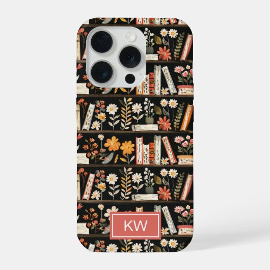 オーダーメイドのフローラル本棚スマホケース iPhoneケース (裏面)