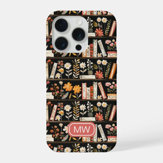 オーダーメイドのフローラル本棚デザインのスマホケース iPhoneケース (裏面)