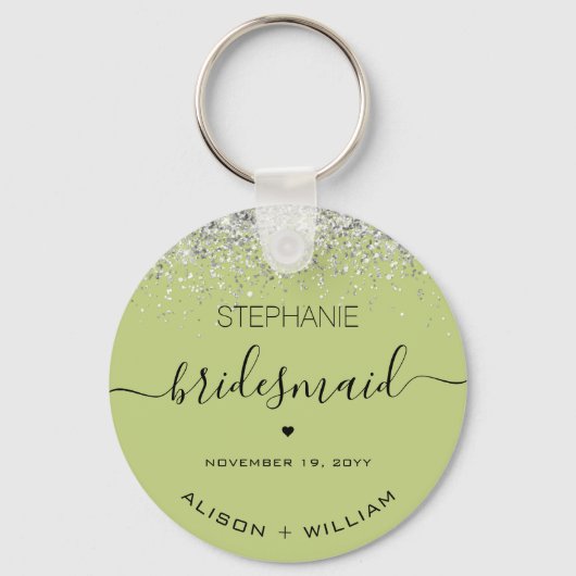 オーダーメイドのブライズメイド用グリッターコンフェッティ効果 キーホルダー (正面)