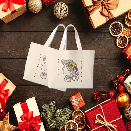 オーダーメイドのブライズメイド用トートバッグ ラージトートバッグ