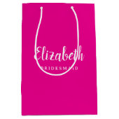 オーダーメイドのブライズメイド タイポグラフィ スクリプト 名前 トップ ミディアムペーパーバッグ (正面)