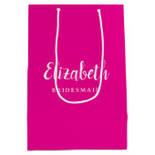 オーダーメイドのブライズメイド タイポグラフィ スクリプト 名前 トップ ミディアムペーパーバッグ (裏面)