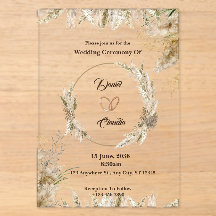 オーダーメイドのブラウンとクリーム色の結婚式アクリル招待状