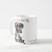 オーダーメイドのブラウンズキュートな水色ボクサーマグ コーヒーマグカップ (正面左)