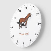 オーダーメイドのブラウン馬かわいい動物を立ち並べる ラージ壁時計 (傾斜)