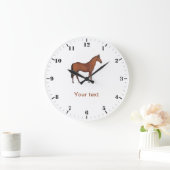 オーダーメイドのブラウン馬かわいい動物を立ち並べる ラージ壁時計 (ホーム)
