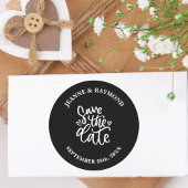 オーダーメイドのブラック結婚式Save the date ラウンドシール
