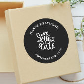 オーダーメイドのブラック結婚式Save the date ラウンドシール