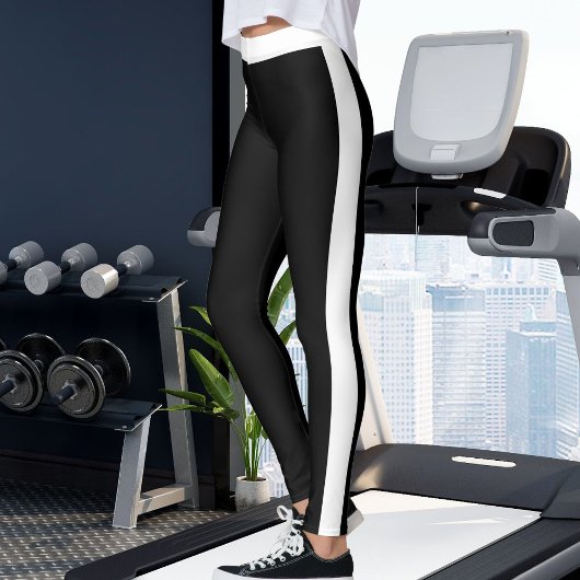 オーダーメイドのブラック＆ホワイトストライプ レギンス