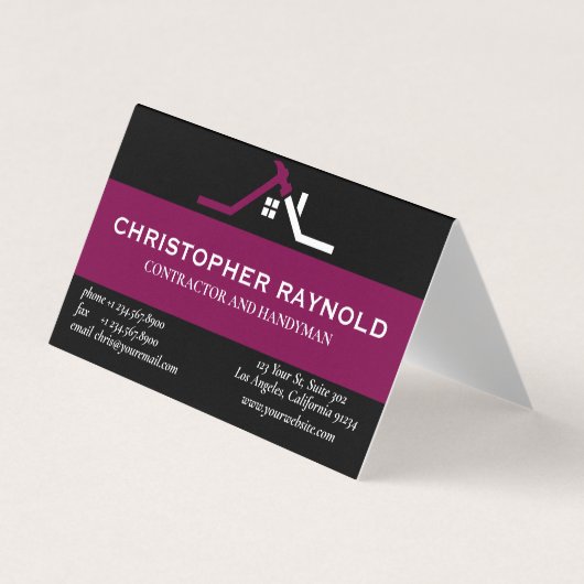 オーダーメイドのブラック＆ワインホーム建築工事 名刺 (正面)