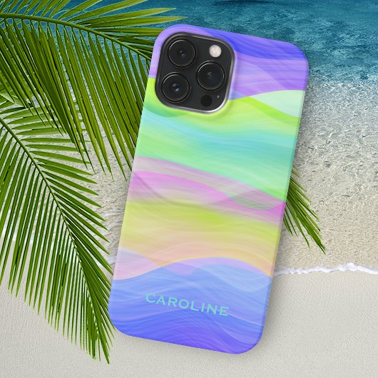 オーダーメイドのブルーグリーンパープルの波の芸術 Case-Mate iPhoneケース
