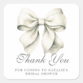 オーダーメイドのプリティーボウ ブライダルシャワーの感謝を込めて スクエアシール (正面)