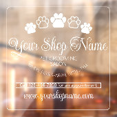 オーダーメイドのペットサロン店舗名 白いフロントウィンドウステッカー ウィンドウサイン (シート2)