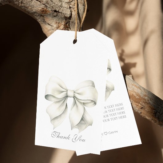 オーダーメイドのホワイトボウ ブライズシャワー ギフトタグ