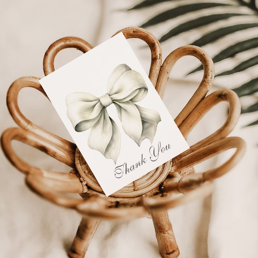 オーダーメイドのホワイトボウ ブライズシャワー サンキューカード