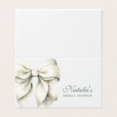 オーダーメイドのホワイトリボン ウェディングシャワー プレイースカード (外部フラット)