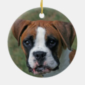 オーダーメイドのボクサー犬の写真 セラミックオーナメント (裏面)