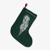 オーダーメイドのボタニカルモノグラム入りクリスマスストッキング Letter A スモールクリスマスストッキング (正面 (吊り時))