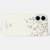 オーダーメイドのボタニカル水彩モノグラム アイボリー Case-Mate iPhoneケース (裏面 (横))