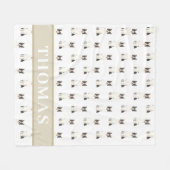 オーダーメイドのボーダーコリー フリースブランケット (正面(横))