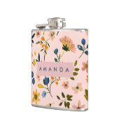 オーダーメイドのポップなピーチの野の花 フラスク (左)