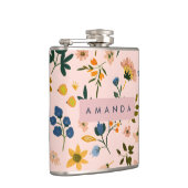 オーダーメイドのポップなピーチの野の花 フラスク (右)