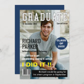 オーダーメイドのマガジン風 卒業発表カード 招待状 (正面/裏面)