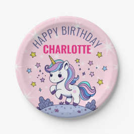 オーダーメイドのマジカルユニコーンの誕生日グッズ ペーパープレート