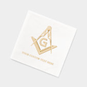 オーダーメイドのマソニックスクエアとコンパス リアルゴールド 箔ナプキン (左)