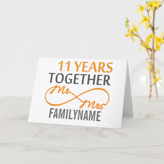 オーダーメイドのミスター＆ミセス 11周年記念 カード (黄色い花)