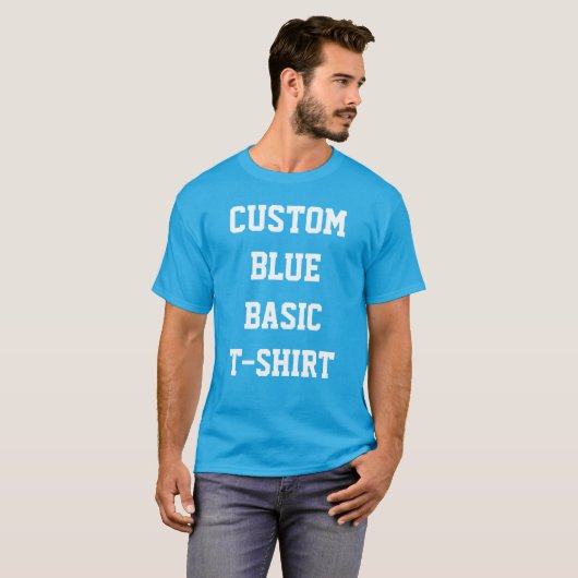 オーダーメイドのメンズ BASIC TEAL BLUE Tシャツ (正面フル)