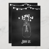 オーダーメイドのモダンなブラックボードウェディング 招待状 (正面/裏面)