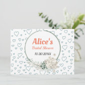 オーダーメイドのモダンな花フレーム付きウェディングシャワー ペーパー 招待状 (スタンド正面)