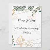 オーダーメイドのモダンな花フレーム付きウェディングシャワー ペーパー 招待状 (裏面)