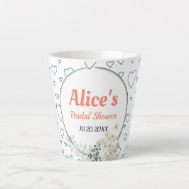 オーダーメイドのモダンな花フレーム付きブライズシャワー カフェラテマグ