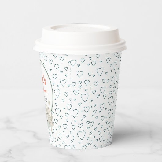 オーダーメイドのモダンな花フレーム付きブライズシャワー 紙コップ (左)