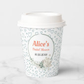 オーダーメイドのモダンな花フレーム付きブライズシャワー 紙コップ (正面)