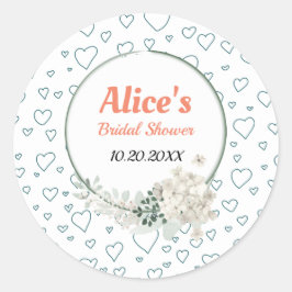 オーダーメイドのモダンな花フレーム付き ブライダルシャワー ペーパー ラウンドシール