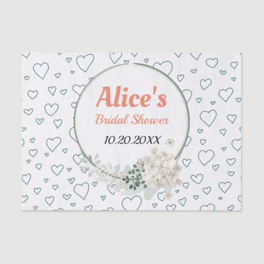 オーダーメイドのモダンな花フレーム ブライダルシャワー ペーパー (正面)